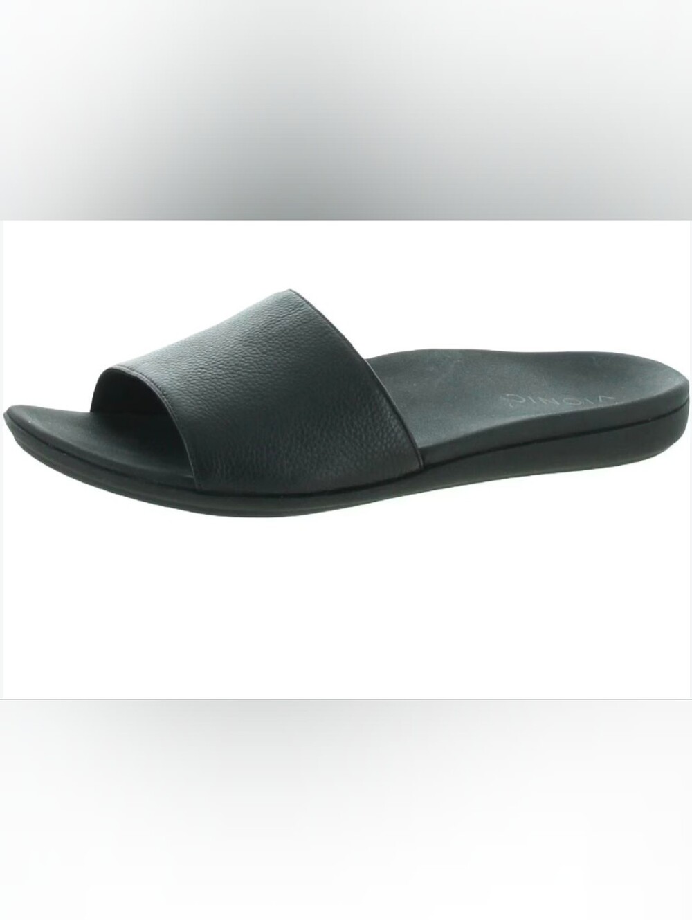 Vionic Val Black Leather Slide Sandals Sz 8